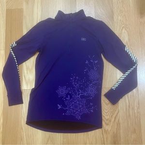 Helly Hansen Purple 1/4 Zip Snowflake Ski LIFA Base Layer Jacket - Medium